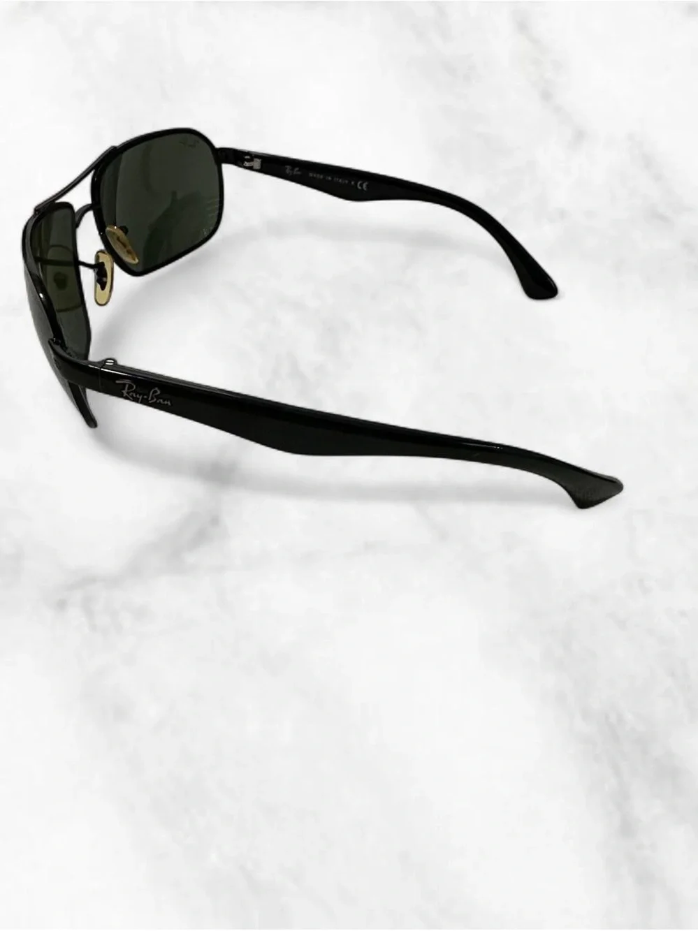 Ray-Ban Black Frame Sunglasses with Classic Green Lenses